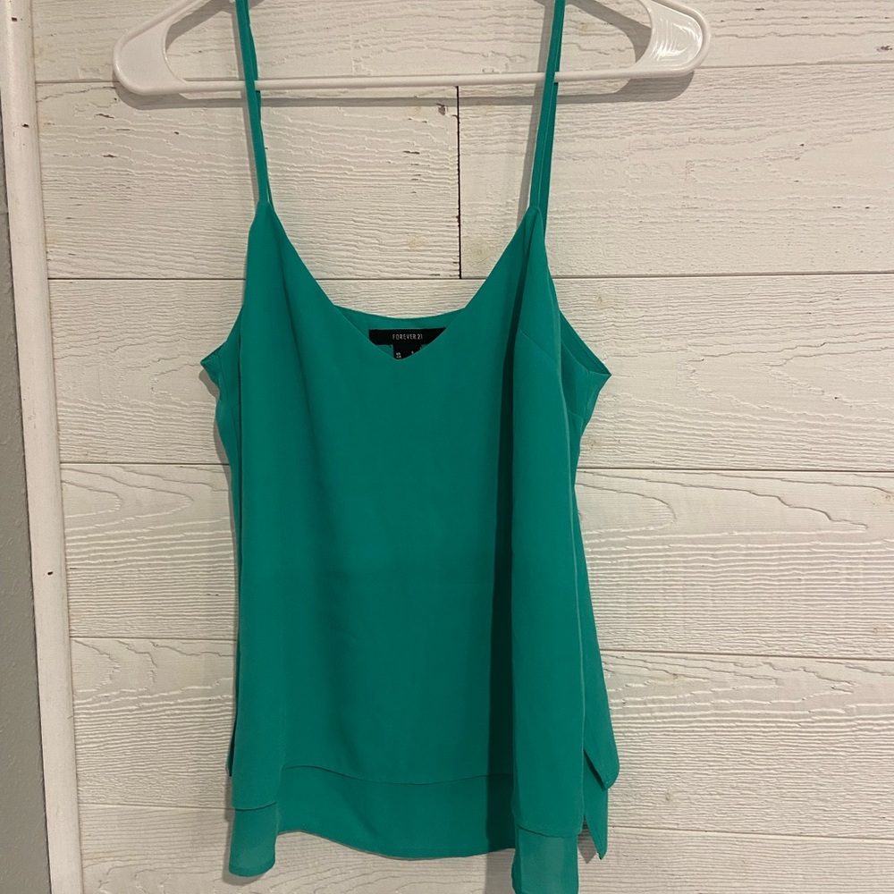 Teal Chiffon Tank Top